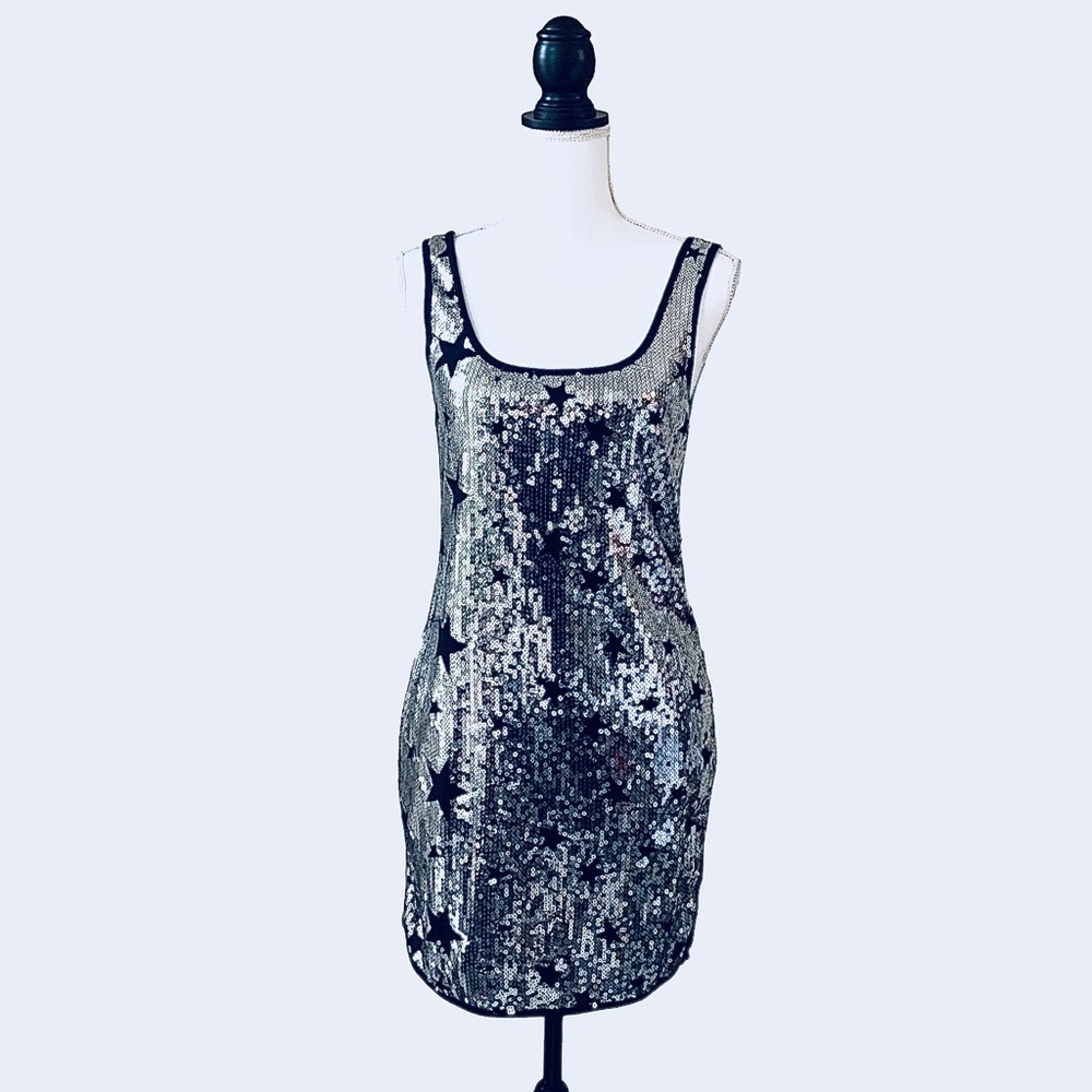ULTRA-FLIRT SILVER SEQUIN MINI DRESS COCKTAIL PARTY DRESS